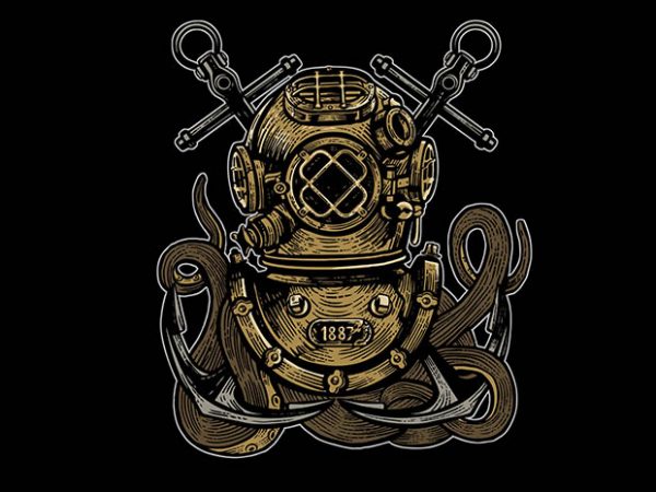 Diver Octopus tshirt design buy t shirt design Diver Octopus tshirt design buy t shirt design
