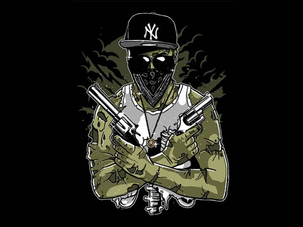 Gangsta Zombie tshirt design buy t shirt design Gangsta Zombie tshirt design buy t shirt design