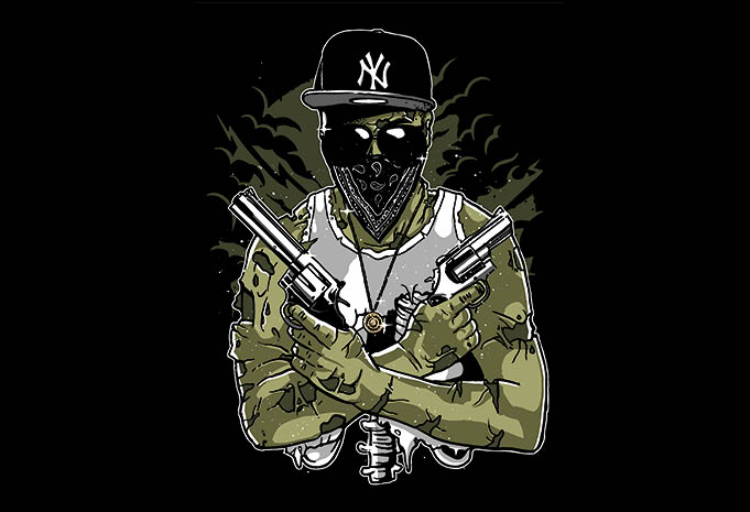 Gangsta Zombie tshirt design buy t shirt design Gangsta Zombie - Gangsta Zombie tshirt design buy t shirt design