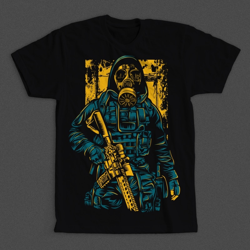 Download Gas Mask Soldier t shirt design template