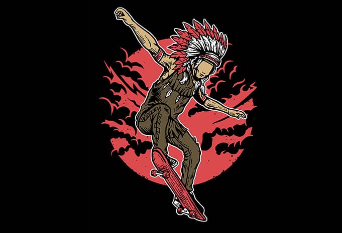 Indian Chief Skateboard tshirt design buy t shirt design Indian Chief Skateboard tshirt design - Indian Chief Skateboard tshirt design buy t shirt design