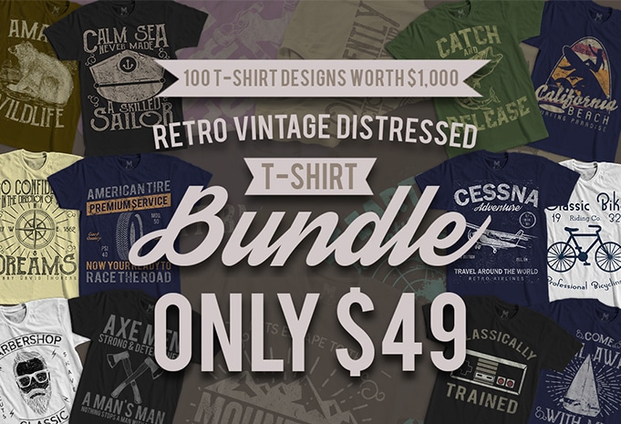 100 Retro Vintage T-Shirt Designs buy t shirt design 100 TSHIRT BUNDLE AD 2 - 100 Retro Vintage T-Shirt Designs buy t shirt design