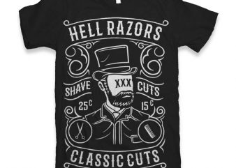 Hell Razors Vector t-shirt design buy t shirt design Hell Razors Vector t-shirt design buy t shirt design