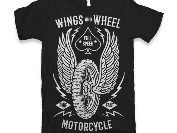 Wings And Wheel Vector t-shirt design- Best T-shirt Design