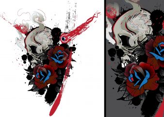 Skulls and Roses Tshirt Design buy t shirt design Skulls and Roses Tshirt Design buy t shirt design
