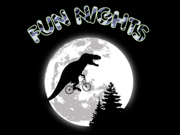 Fun Nights T-Rex t shirt graphic design Fun Nights T-Rex t shirt graphic design