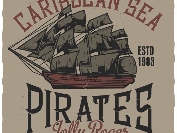 Caribbean pirates t shirt vector file Caribbean pirates t shirt vector file