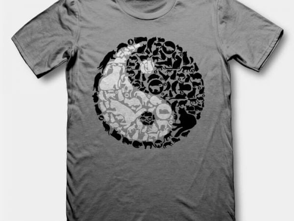 YinYang Cats t-shirt design buy t shirt design YinYang Cats t-shirt design buy t shirt design