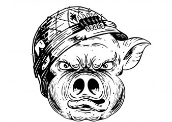 Soldier pig. Vector t-shirt design buy t shirt design Soldier pig. Vector t-shirt design buy t shirt design