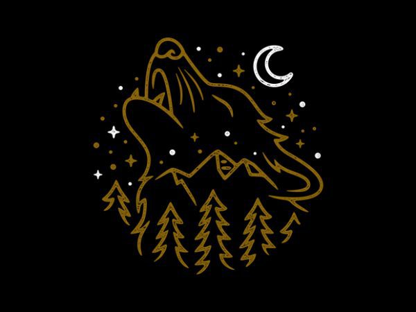 Wolf Howling t shirt design for sale Wolf Howling t shirt design for sale