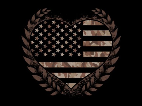 Camo Flag Heart Desert t shirt vector file Camo Flag Heart Desert t shirt vector file