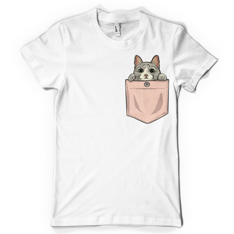 Download Cute cat pocket t shirt vector file