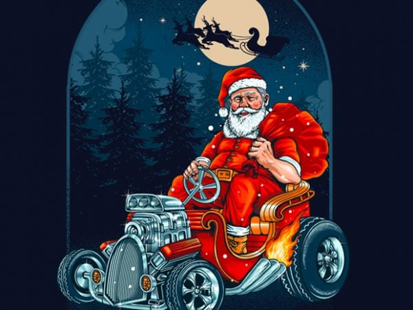 Hotrod Santa Graphic Tee Design Hotrod Santa Graphic Tee Design