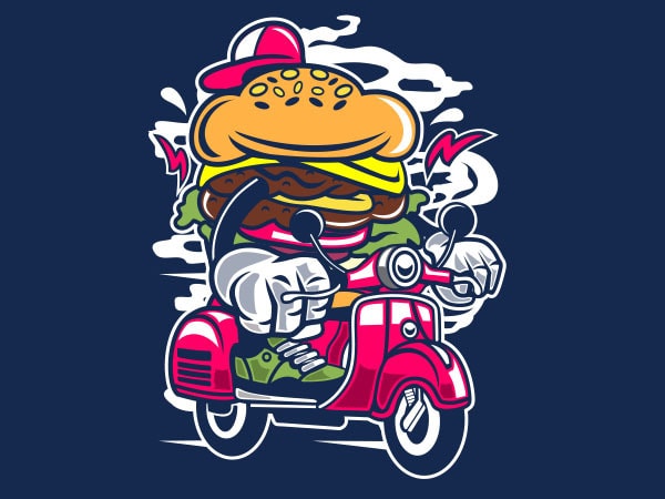 Burger Scooter Graphic t-shirt design buy t shirt design Burger Scooter Graphic t-shirt design buy t shirt design
