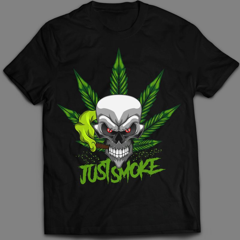 Cannabis Skull Marijuana T-Shirt design template