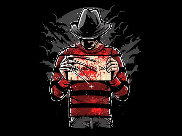 Freddy Will Kill For Food Graphic t-shirt design buy t shirt design Freddy Will Kill For Food Graphic t-shirt design buy t shirt design