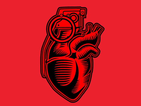 Grenade Heart Graphic t-shirt design buy t shirt design Grenade Heart Graphic t-shirt design buy t shirt design