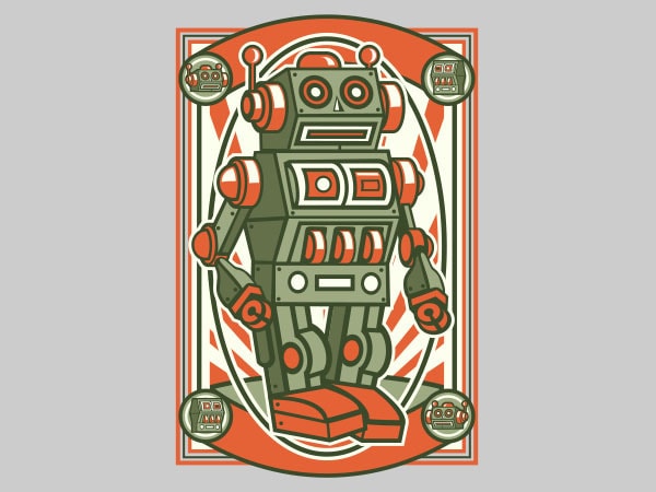 Vintage Robot Vector t-shirt design buy t shirt design Vintage Robot Vector t-shirt design buy t shirt design