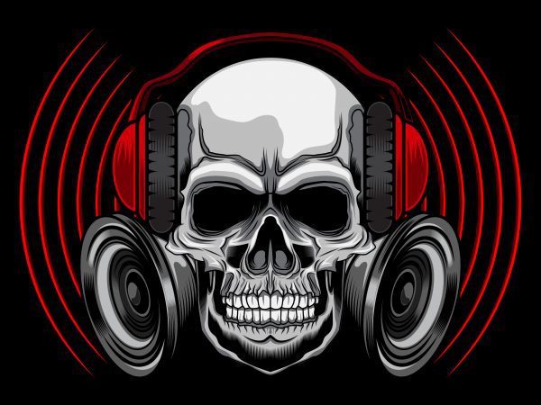 Download Music skull t-shirt design vector illustration