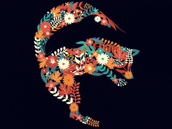 Fox Flower Dolphin Tshirt Design Fox Flower Dolphin Tshirt Design