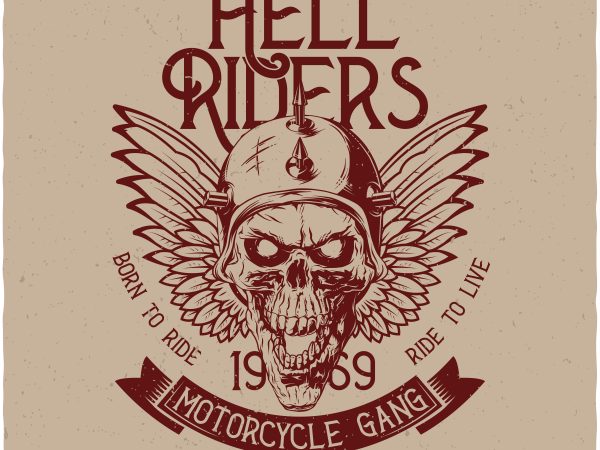 Hell Riders. Vector T-Shirt Design buy t shirt design Hell Riders. Vector T-Shirt Design buy t shirt design