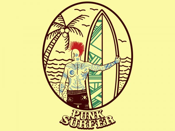 punk surfer tshirt design punk surfer tshirt design