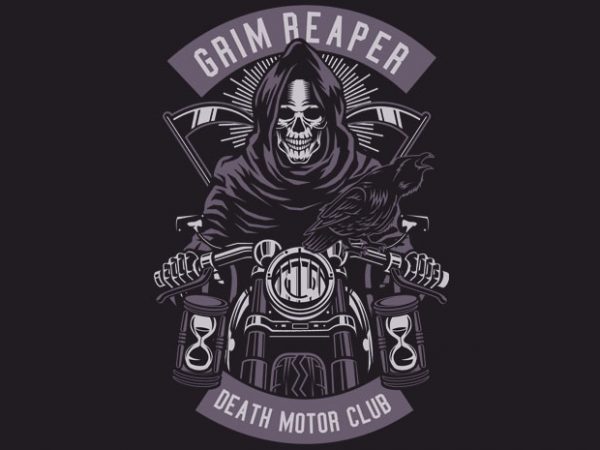 Grim Reaper Motorcycle T Shirt Design Template