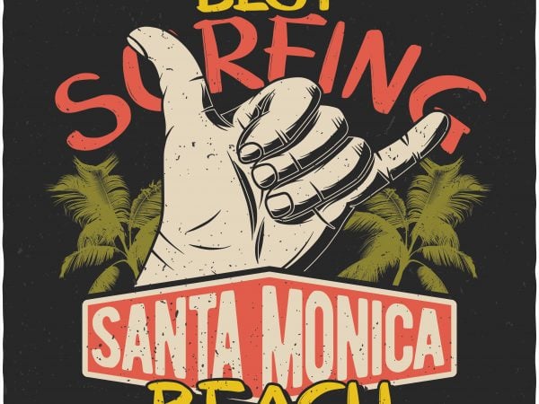 Santa Monica Beach. Vector T-Shirt Design Santa Monica Beach. Vector T-Shirt Design