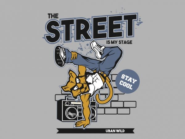 Street Dance Cat t shirt template vector Street Dance Cat t shirt template vector