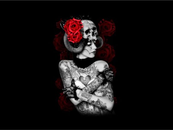 Ladies Evil with Rose t shirt vector graphic Ladies Evil with Rose t shirt vector graphic