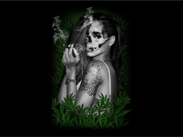 Ladies Skull with Marijuana t shirt vector graphic Ladies Skull with Marijuana t shirt vector graphic