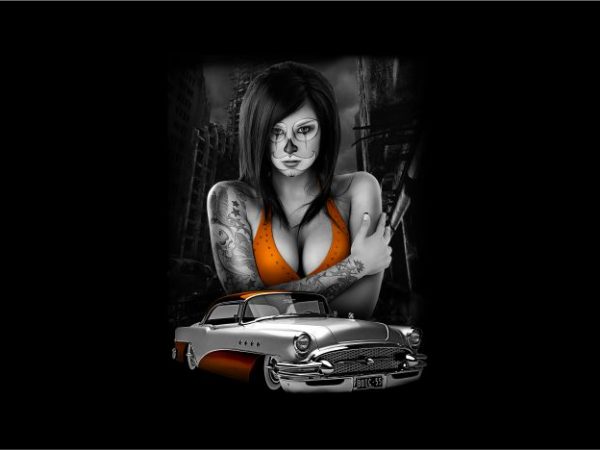 Sexy Girl with Classic Car t shirt template vector Sexy Girl with Classic Car t shirt template vector