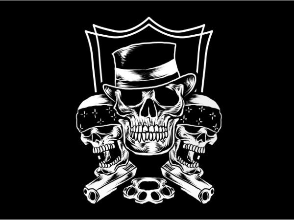 Three Skull Gangster t shirt designs for sale Three Skull Gangster t shirt designs for sale