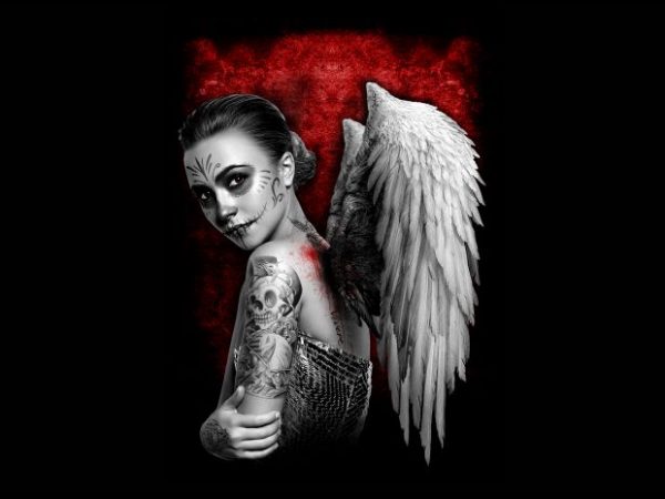 angel women with wing t shirt vector angel women with wing t shirt vector