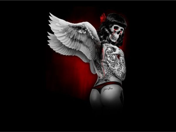skull angel with wings t shirt template vector skull angel with wings t shirt template vector