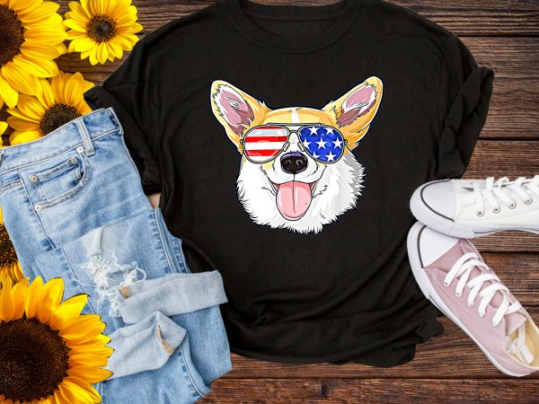 Corgi Dog Sunglasses America Flag T shirt Design 4th of July Dog USA Flag PNG Corgi Dog Sunglasses America Flag T shirt Design 4th of July Dog USA Flag PNG