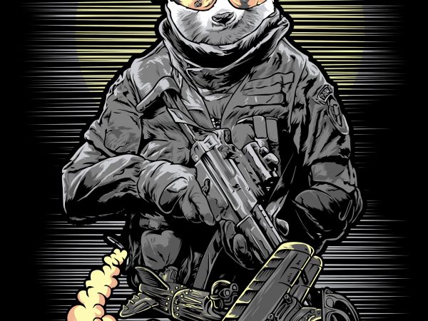 panda soldier t-shirt design panda soldier t-shirt design