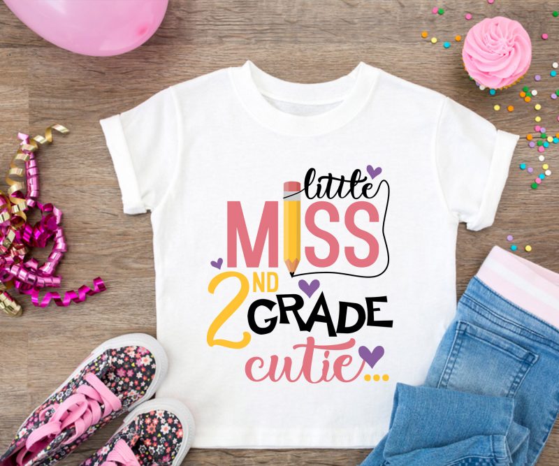 Little Miss 2nd Grade Cutie Girls T shirt \u2013 Kindergatern Back To School Design