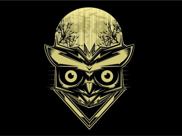 Owl in The Night t shirt design online Owl in The Night t shirt design online
