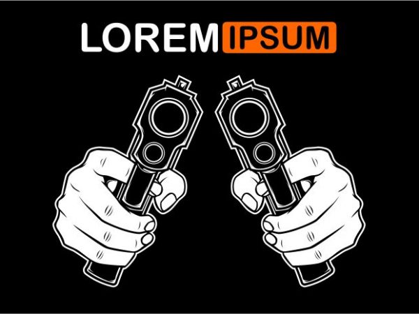Dual Wield Pistol t shirt vector illustration Dual Wield Pistol t shirt vector illustration