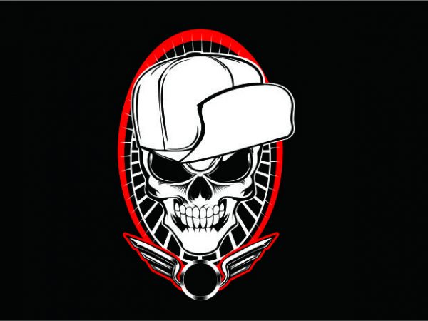 Skull wit Hat Hardcore t shirt template vector Skull wit Hat Hardcore t shirt template vector
