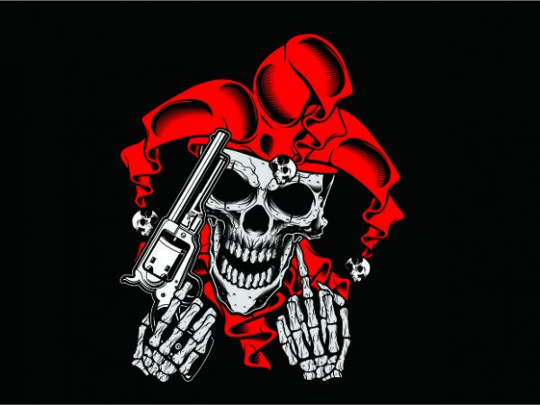Joker Skull with Gun vector clipart Joker Skull with Gun vector clipart