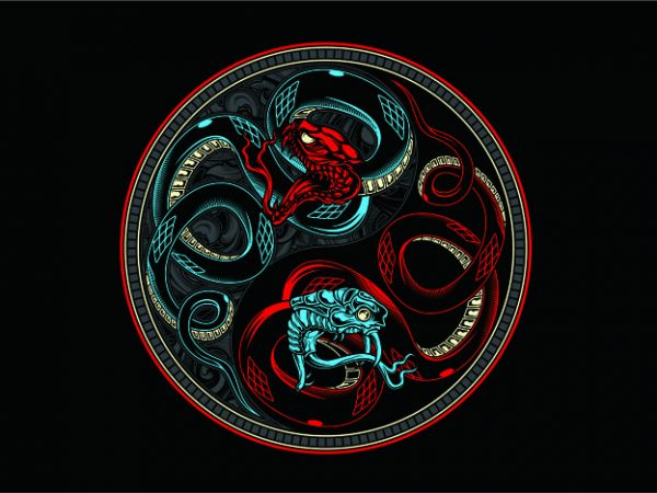 Snake Yin & Yang t shirt template vector Snake Yin & Yang t shirt template vector