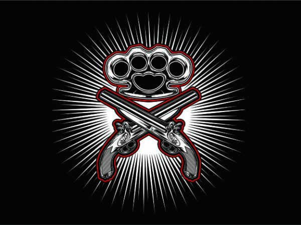 GUN WITH KNUCKLE t shirt design template GUN WITH KNUCKLE t shirt design template