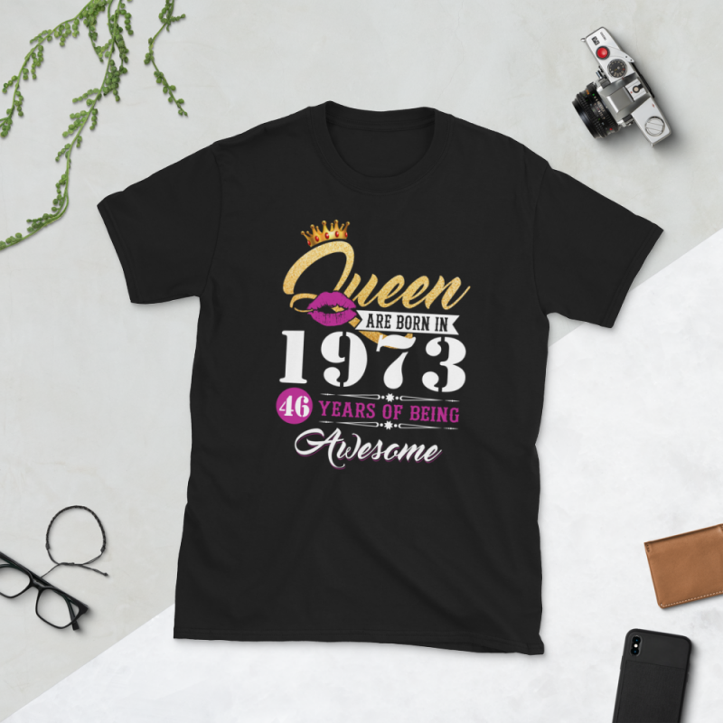 Years 1973 \u2013 Month 46 Age \u2013 Year Birthday Design Tshirt and Awesome Birth