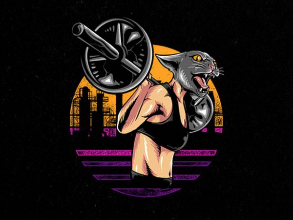 cat gym Graphic t-shirt design cat gym Graphic t-shirt design