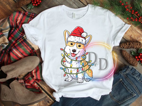 Corgi Lights Santa Hat Merry Christmas T shirt Corgi Lights Santa Hat Merry Christmas T shirt