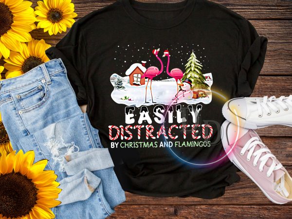 Flamingo Merry Christmas Easily Distracted T shirt Flamingo Merry Christmas Easily Distracted T shirt