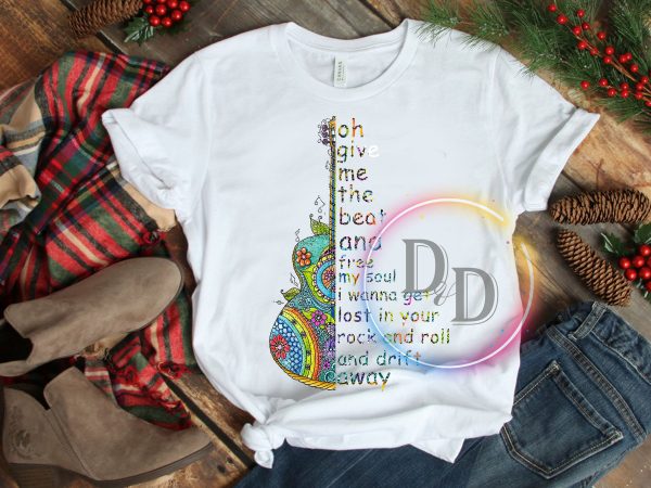 Hippie guitar rock T shirt design Hippie guitar rock T shirt design