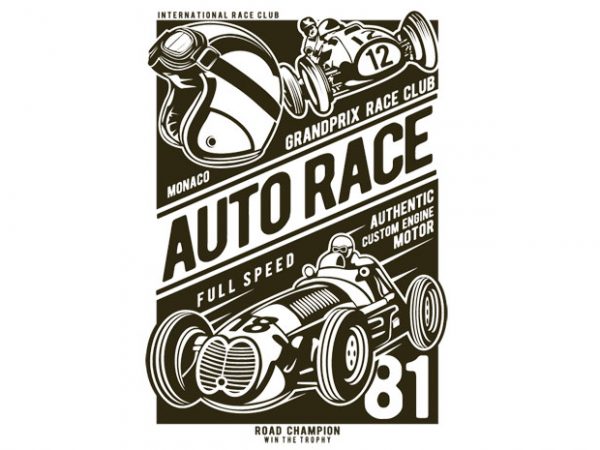Auto Race t shirt vector Auto Race t shirt vector